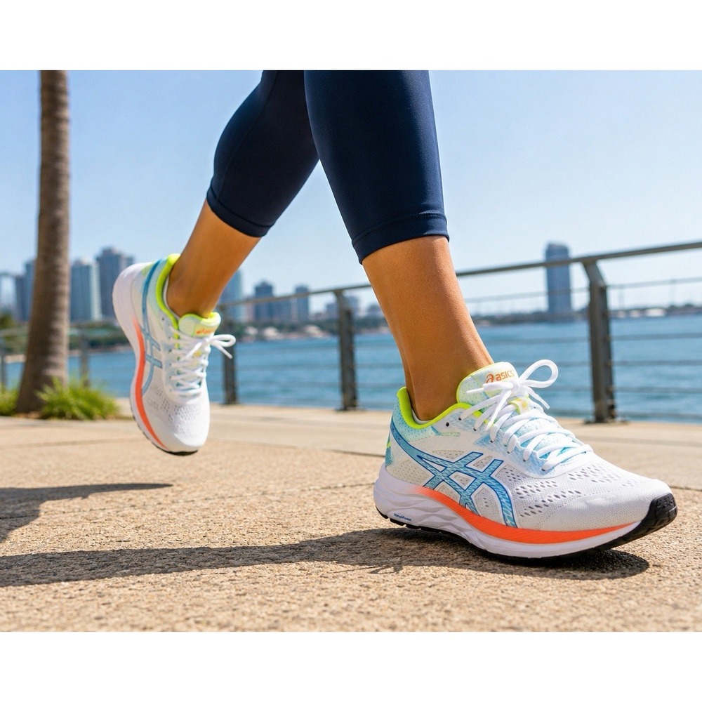 ASICS Gel Excite 6 SP Womens Size 9 Running Shoes White Blue 1012A507 - Picture 2 of 8